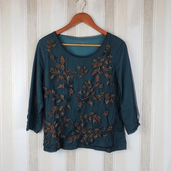 Coldwater Creek Mesh‎ Blouse - Picture 1 of 8